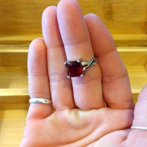 Brand New Beautiful Ruby and Diamond Ring 925 Stamped